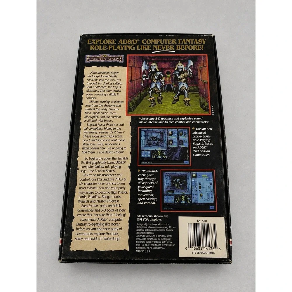 Advanced Dungeons & Dragons Eye Of The Beholder IBM PC 3.5 Floppy Complete SSI